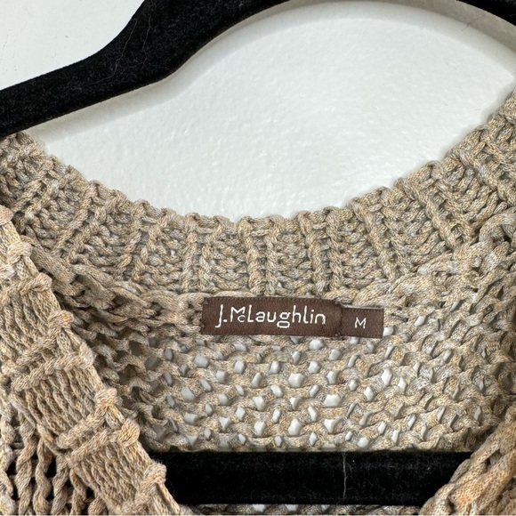 j.mclaughlin tan gold open knit long sleeve sweater - Picture 6 of 9